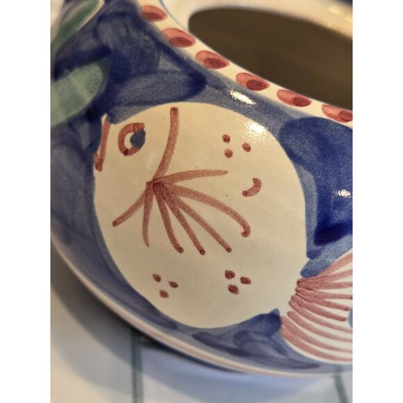 Vietri Solimene FISH Sugar Bowl w/ Lid Blue Campagna Italy Italian Pottery EUC - Picture 11 of 12